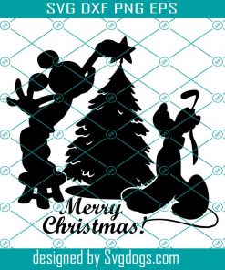 Mickey And Pluto Christmas Tree Svg, Merry Christmas Svg, Disney Svg