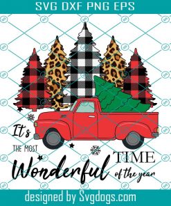 Its The Most Wonderful Time Svg, Merry Christmas Red Truck Christmas Svg, Merry Christmas Svg, Red Truck Christmas Svg