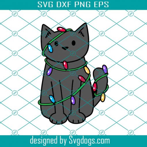 Wrapped Up In Lights Svg, Cat Christmas Svg, Christmas Svg