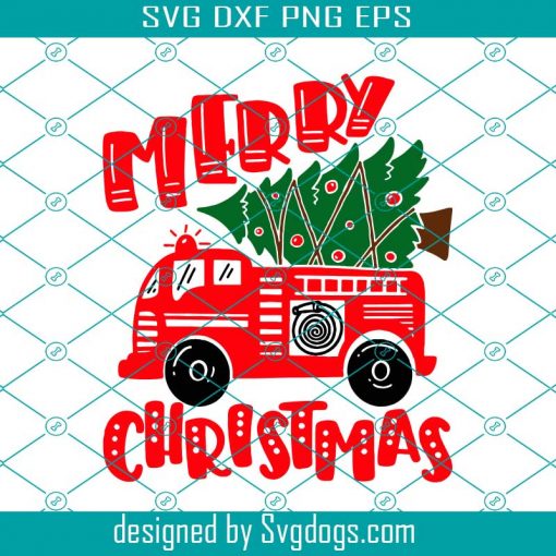 Fire Truck Christmas Tree Svg, Christmas Tree Svg, Fire Truck Svg