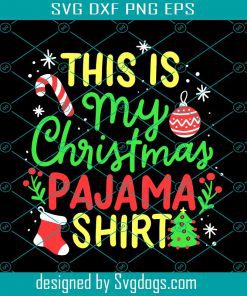 This Is My Christmas Pajama Shirt Svg, Christmas Svg, Flamingo Christmas Svg, Pink Flamingo Svg, Santa Hat Svg
