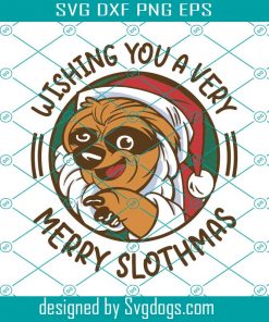 Wishing You A Very Merry Slothmas Svg, Christmas Sloth Svg, Christmas Svg