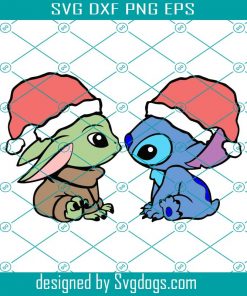 Baby Yoda And Stitch With Christmas Hat Svg, Baby Yoda And Stitch Svg, Stitch Svg, Christmas Svg
