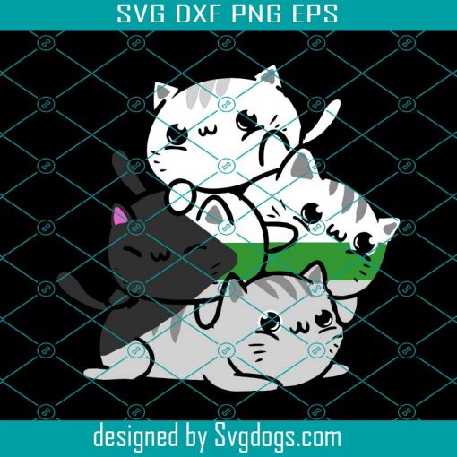 Kawaii Cat Pile Demiromantic Pride Flag Svg, Cat Svg, Funny Cat Svg