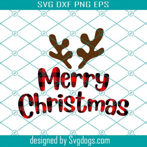 Merry Christmas Svg, Buffalo Plaid Svg, Reindeer Antlers Svg, Buffalo Svg, Christmas Svg