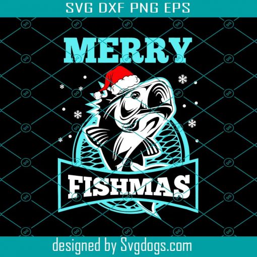 Merry Fishmas Great Fishing Christmas Svg, Christmas Svg, Fishing Svg