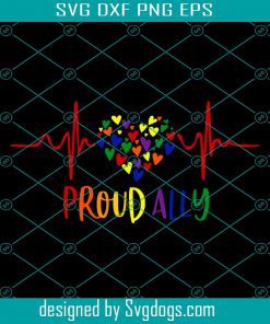 Proud Ally Heartbeat LGBT Colorful Rainbow Svg, LGBT Svg, Rainbow Svg