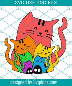 Rainbow Cats LGBT Gay Flag Meow Animals Svg, LGBT Svg, Animals Svg, Cat Svg