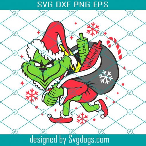 2021 Christmas Ornament Svg, Christmas Svg, Grinch Carrying Bag Of Vaccines Svg, Grinchmas Svg