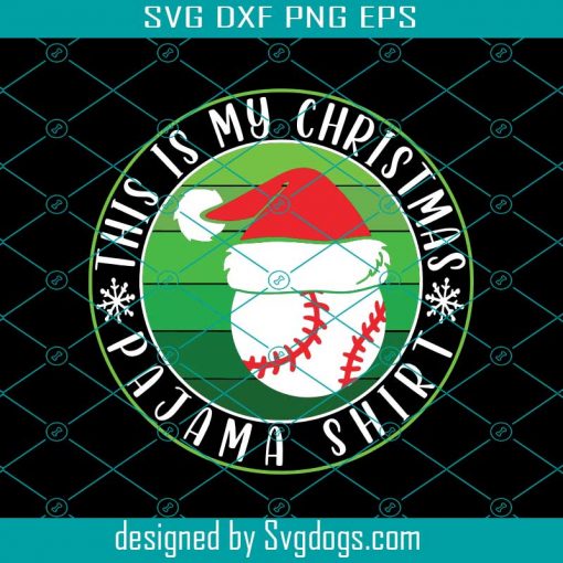 This is My Christmas Pajama Baseball Santa Hat Svg, Christmas Svg, Baseball Svg