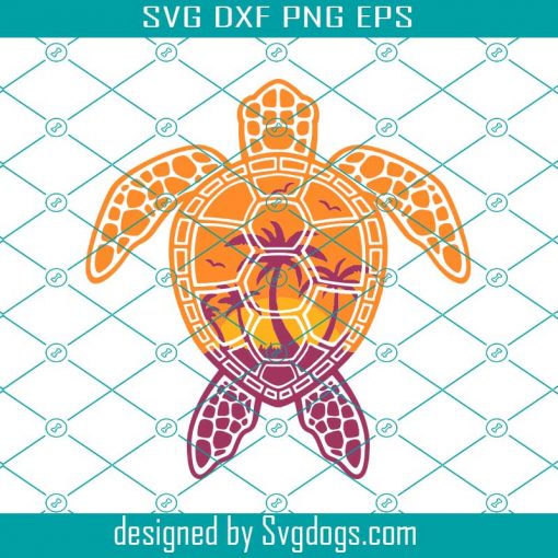 Tropical Sunset Sea Turtle Svg, Turtle Svg, Sea Svg, Trending Svg