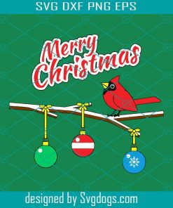 Red Cardinal on Christmas Bare Branch Svg, Merry Christmas Svg, Cardinal Svg