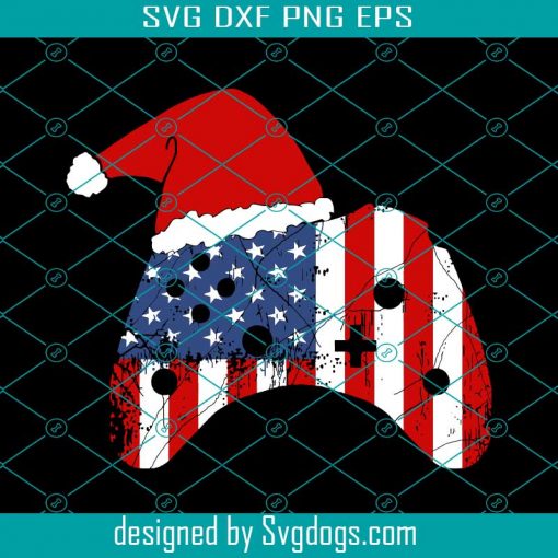 American Flag Svg, Merry Christmas Svg, Funny Video Game Controller American Flag Svg