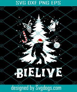 Bigfoot Christmas Svg, Bigfoot Sasquatch Bigfoot Believer Xmas Svg, Believer Svg,  Christmas Svg