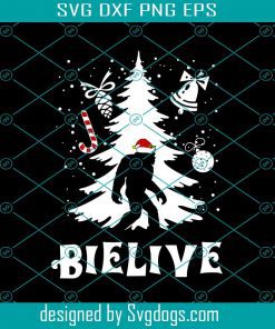 Bigfoot Christmas Svg, Bigfoot Sasquatch Bigfoot Believer Xmas Svg, Believer Svg,  Christmas Svg