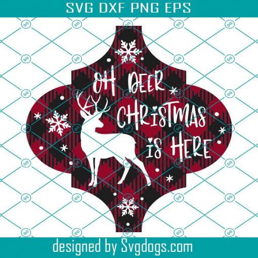 Oh Deer Christmas Is Here Svg, Christmas Ornament Svg, Arabesque Tile Template Svg, Christmas Svg