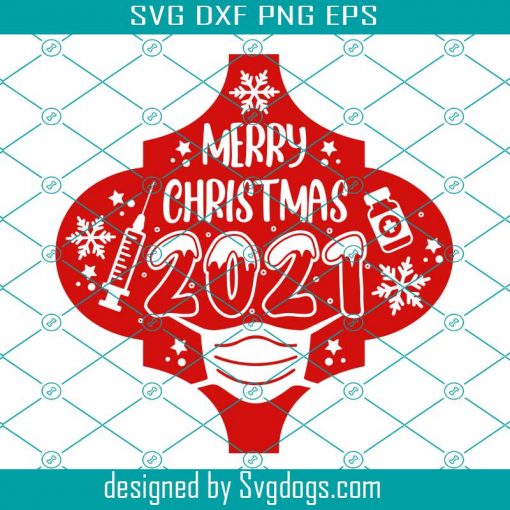 Christmas Tile Ornament Svg 2021, Vaccine Svg, Quarantine Svg, Snowflake Svg