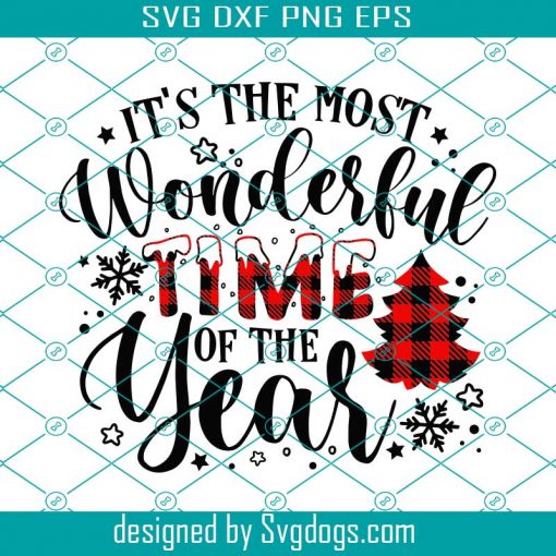 It’s The Most Wonderful Time Of The Year Svg, Buffalo Plaid Svg, Snowflake Svg, Christmas Buffalo Plaid Svg