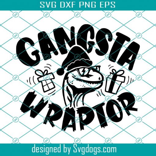 Gangsta Wraptor Svg, Wrapper Funny Dinosaur Svg, Christmas Svg