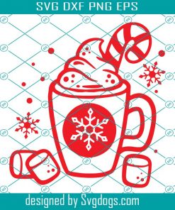 Hot Cocoa Svg, Christmas Cute Chocolate Mug With Marshmallows Svg, Christmas Svg