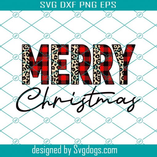 Merry Christmas Svg, Buffalo Plaid Svg, Fuzzy Leopard Svg, Cheetah Svg, Holiday Svg