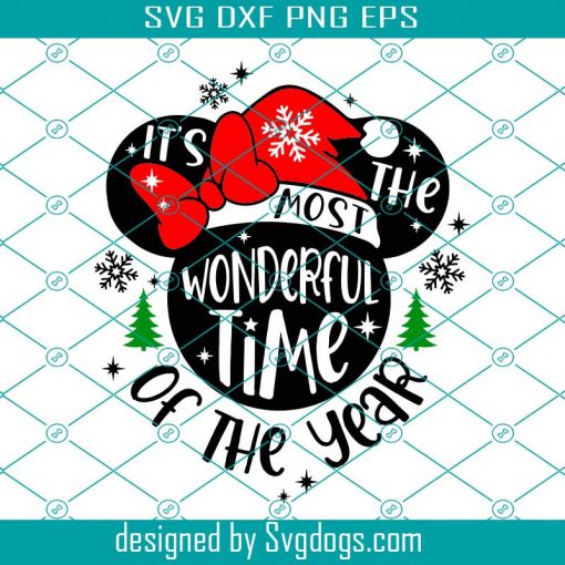 Its The Most Wonderful Time Of The Year Svg, Merry Christmas Svg, Mouse Head Svg, Disney Svg