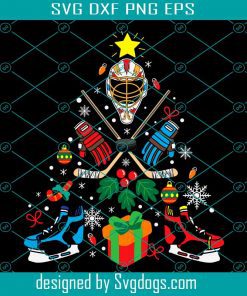 Ice Hockey Christmas Ornament Tree Svg, Christmas Svg, Skull Svg