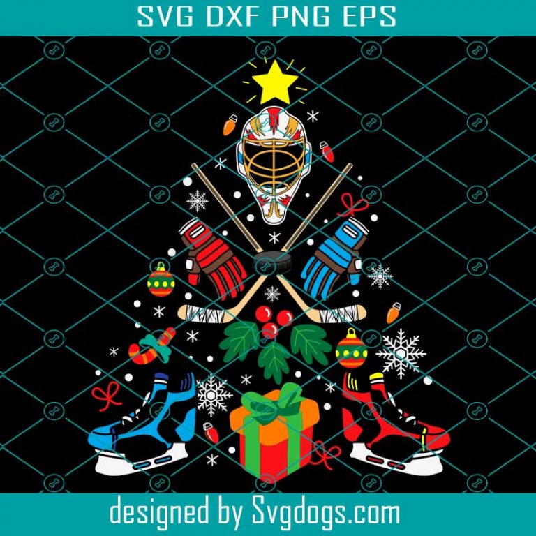 Ice Hockey Christmas Ornament Tree Svg, Christmas Svg, Skull Svg