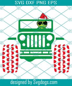Christmas Santa Hat Jeep Grinnch Svg, Merry Christmas Svg, Christmas Family Svg, Truck Svg