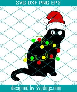 Cute Christmas Black Cat Svg, Christmas Svg, Cat Svg