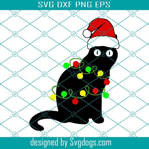 Cute Christmas Black Cat Svg, Christmas Svg, Cat Svg