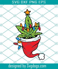 Weed Santa Hat Svg, Cannabis Christmas Tree Svg, Funny Stoner Xmas Svg