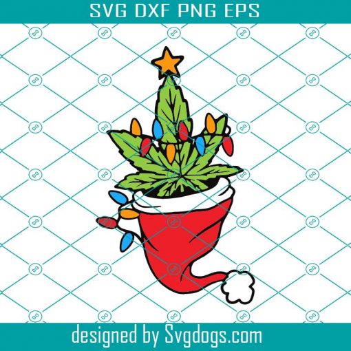 Weed Santa Hat Svg, Cannabis Christmas Tree Svg, Funny Stoner Xmas Svg