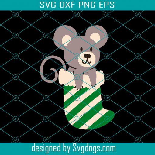 Merry Christmas Mouse in Stocking Svg, Merry Christmas Svg