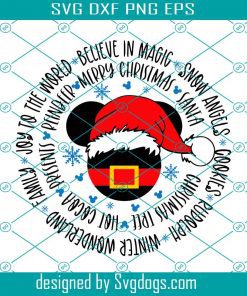 Santa Claus Mickey Mouse Svg, Christmas Svg, Mickey Mouse Svg, Round Lettering Winter Svg,  Christmas Svg