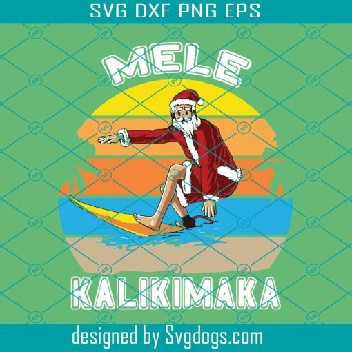 Mele Kalikimaka Vintage Hawaiian Christmas Surfing Santa Svg, Xmas Svg, Santa Claus Svg, Christmas Svg