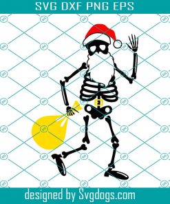 Santa Skellington High Five Svg, Xmas Box Gift Svg, Christmas Happy Holiday Svg