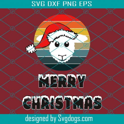 Funny Merry Christmas Svg, Funny Sheep Face White Cartoon SVG, Merry Christmas Snow Lettering Svg