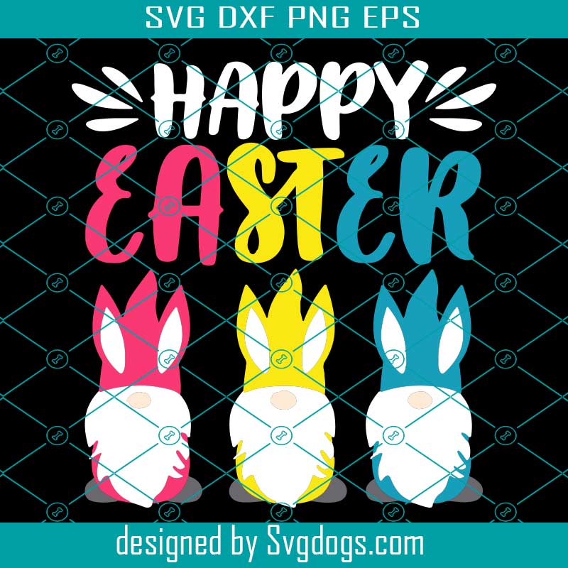 Happy Easter Gnome Rabbit Ears Bunny Egg Hunt Party Svg, Easter Day Svg