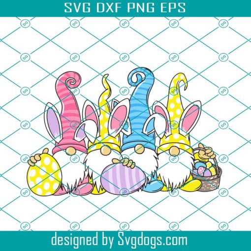 Rabbit Gnomes Holding Eggs Svg, Easter Svg, Rabbit Gnome Svg, Bunny Svg