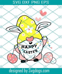 Easter Bunny Gnome With Rabbit Ears Svg, Easter Day Svg, Easter Svg