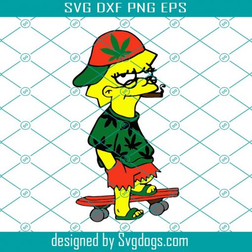 Lisa Simpson Smoking Weed Svg, Lisa Simpson Svg, High As The Moon Svg, Marijuana Svg, Weed Svg, Cannabis Svg