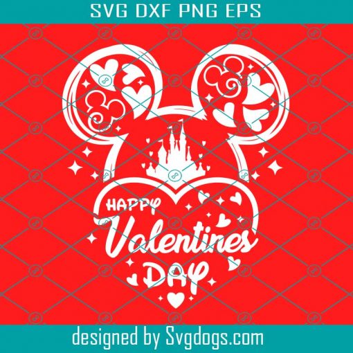 Mouse Happy Valentine’s Day Svg, Hello Valentine Svg, Love Svg, Mouse ears Svg, Heart Svg