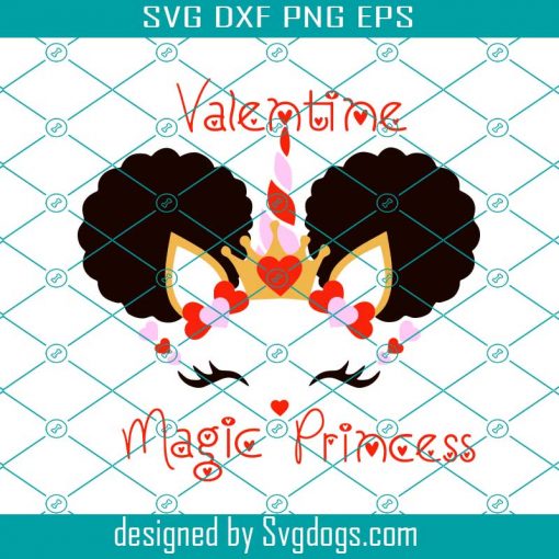 Valentine Magic Princess Svg, Valentine Svg, Afro Princess Valentine Svg