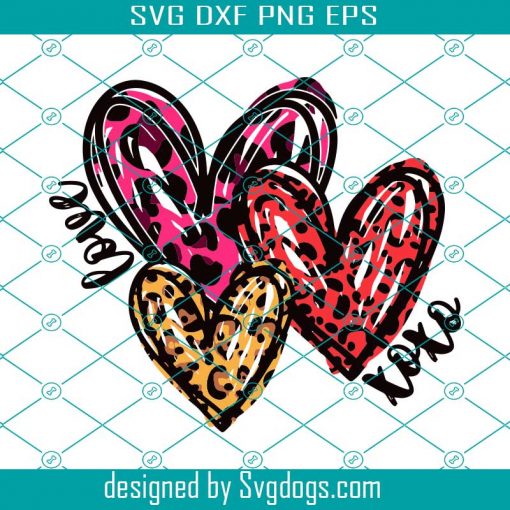 Valentines Day Hearts Svg, Valentine Svg, Heart Svg, Leopard Hearts Svg