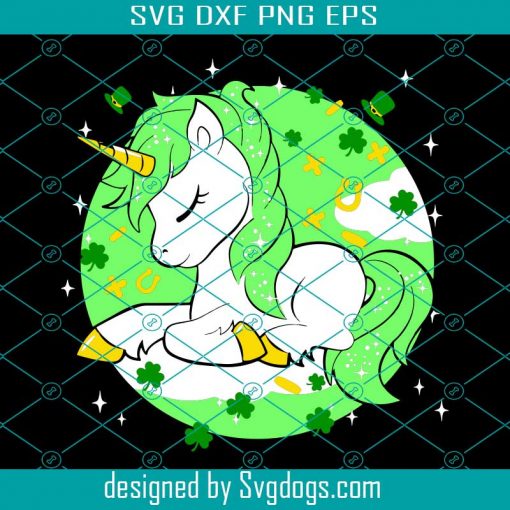 Cute Unicorn With Shamrock St. Patricks Day Svg, St. Patrick’s Day Svg, Unicorn Svg