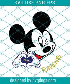 Mickey Loves Ravens Svg, Sport Svg, Baltimore Ravens Svg, Disney Svg