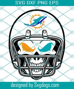 Miami Dolphins Skull Helmet Svg, Sport Svg, Football Svg, Football Teams Svg, NFL Svg, Miami Dolphins NFL Svg