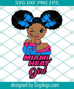 Miami Heat Afro Puff Bow Girl Svg, Miami Heat Svg, Afro Puff Bow Girl Svg, Sport Svg