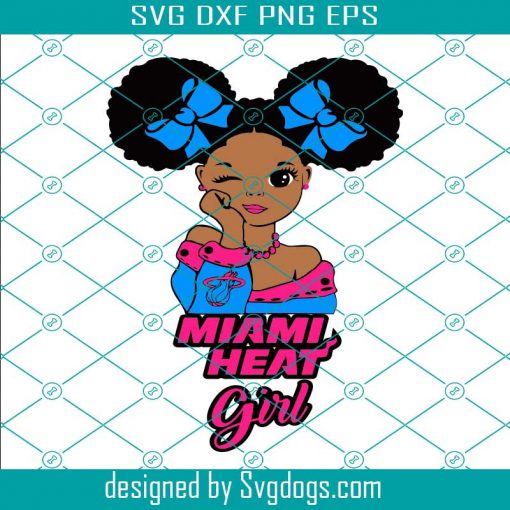 Miami Heat Afro Puff Bow Girl Svg, Miami Heat Svg, Afro Puff Bow Girl Svg, Sport Svg